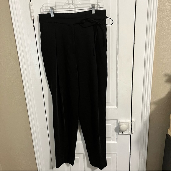 COS Pleated Black Straight Leg High Rise Side Tie Trousers Size 8 L1 - Picture 1 of 10